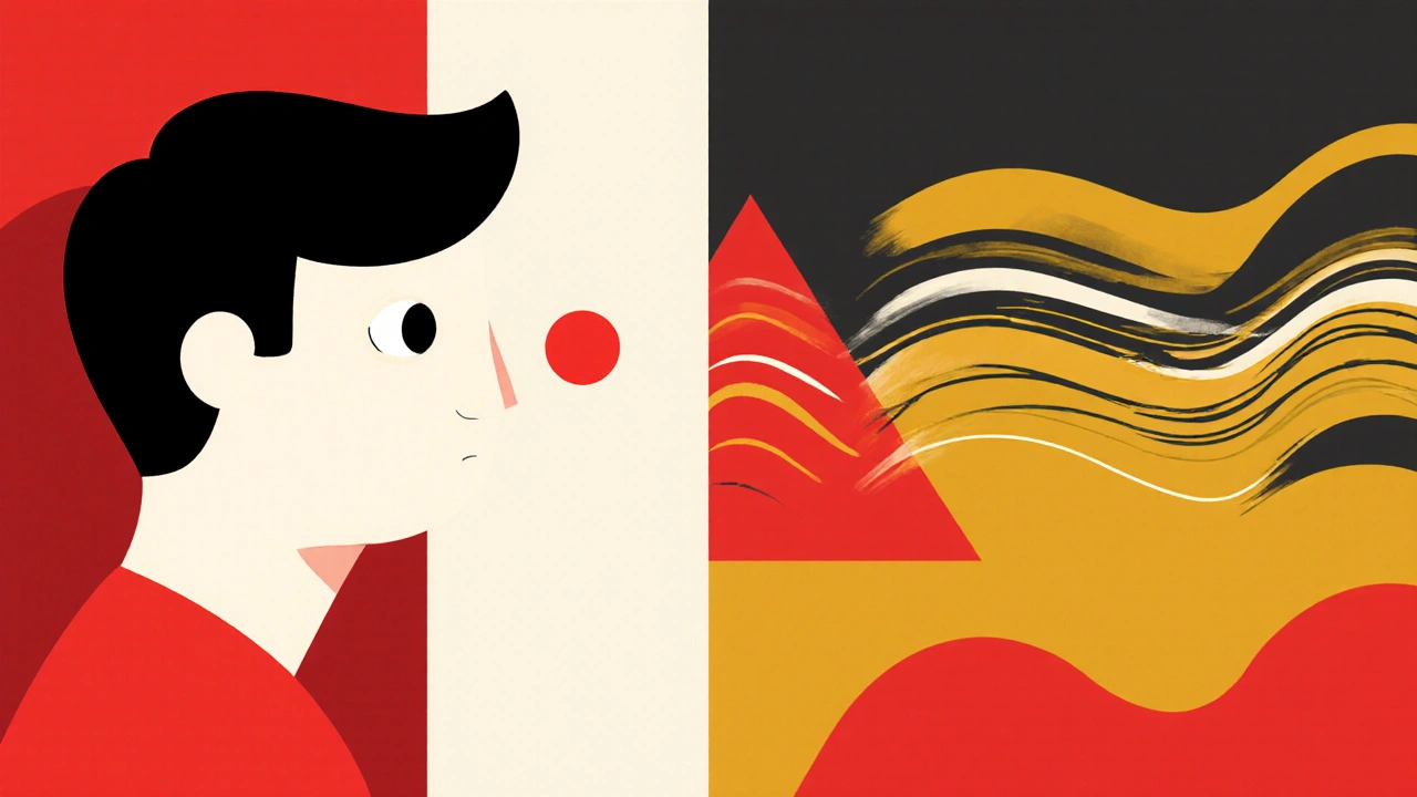 A person doing gaze stability training, with blurred vision resolving into clear lines as their brain adapts.