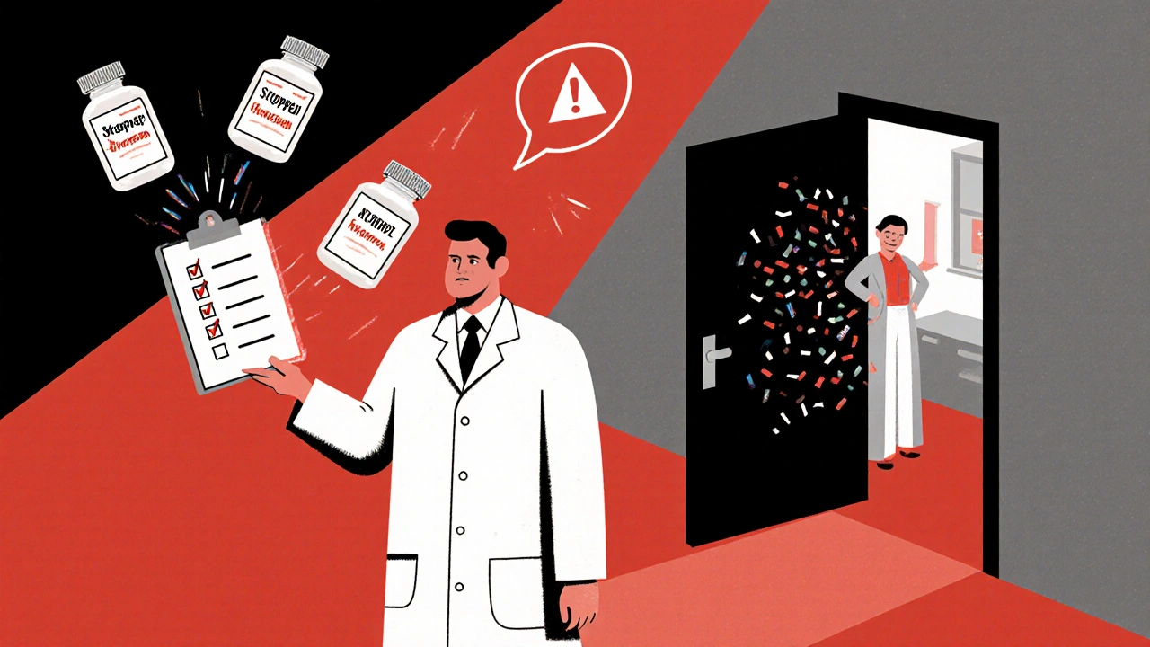 Pharmacist connecting hospital and home with a glowing checklist, resolving medication errors