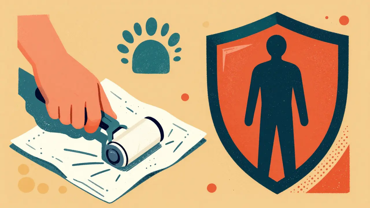 Graphic illustration depicting pet grooming and the conceptual protection of immunotherapy.