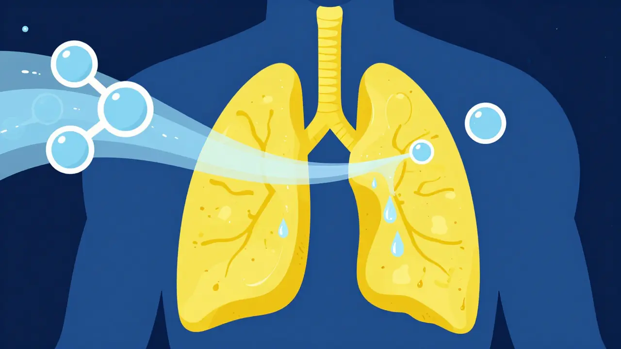 Graphic showing mucus thinning in lungs