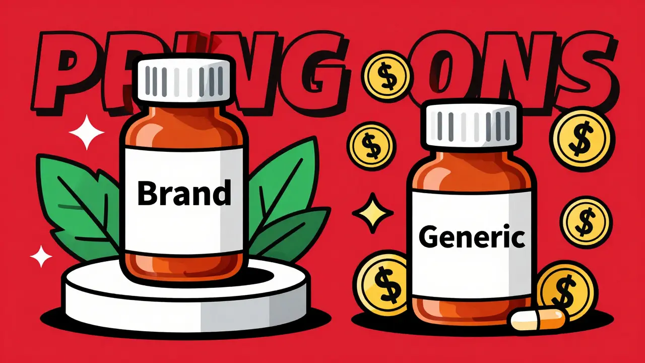 Comparison of brand name vs generic medication costs illustrated