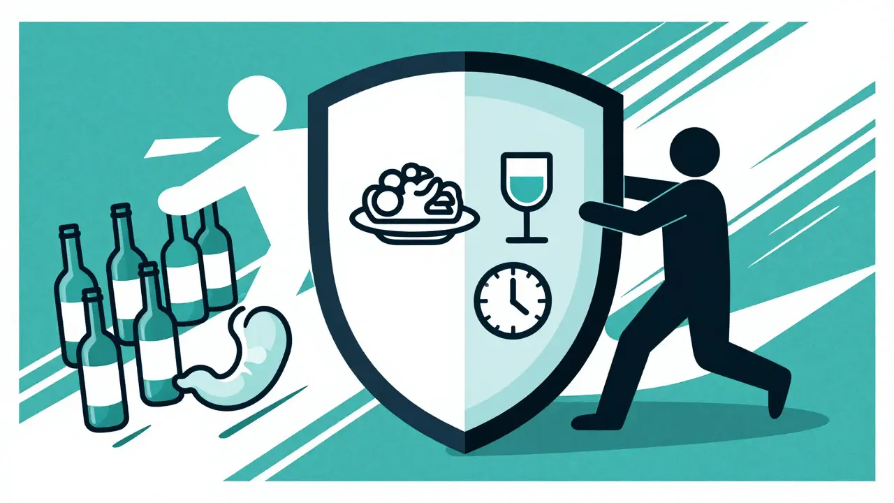Shield protecting diabetic patient with safe drinking guideline icons