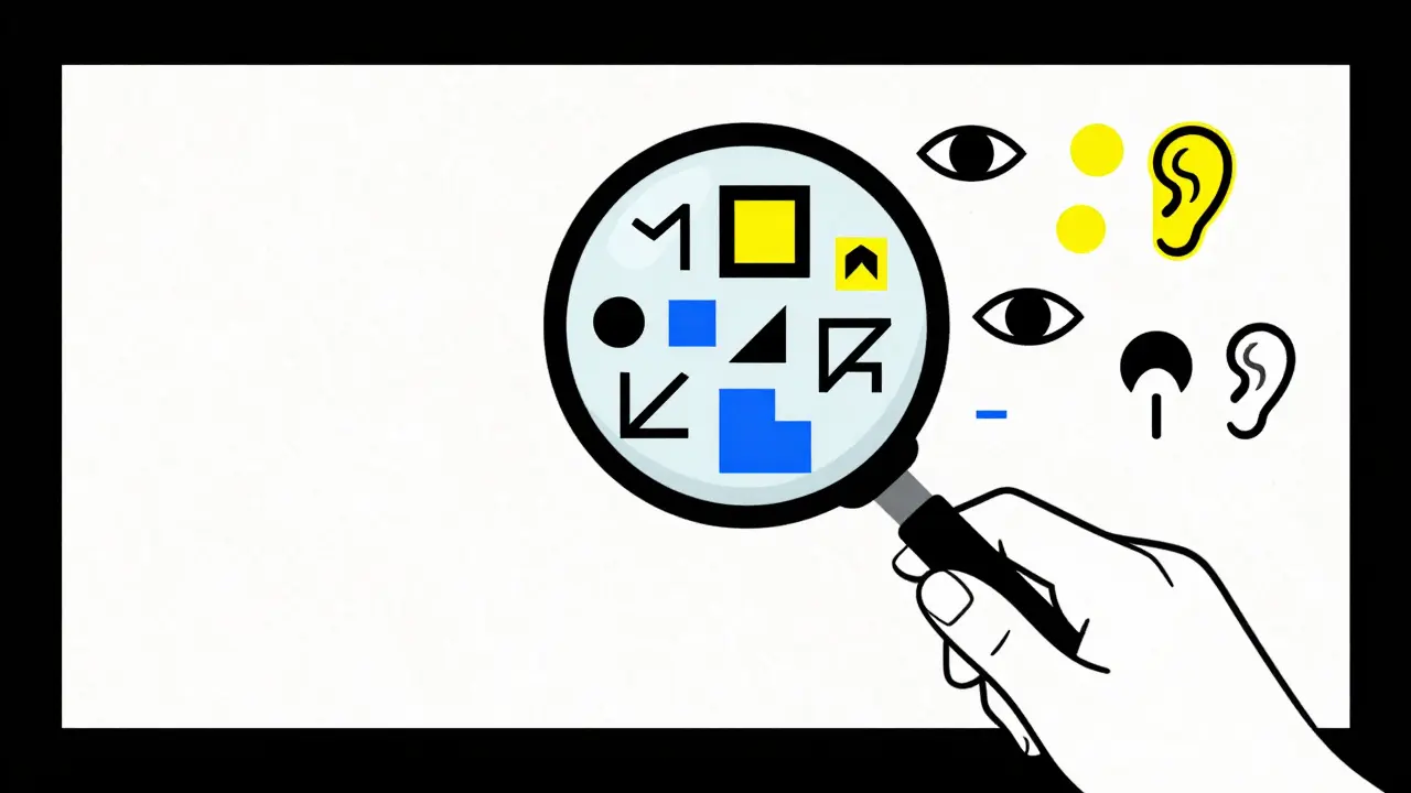 Graphic illustration of clear icons and large fonts for seniors
