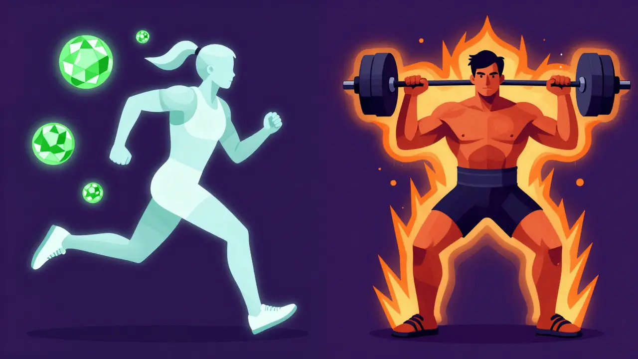Stylized poster comparing fasted endurance and fed strength training