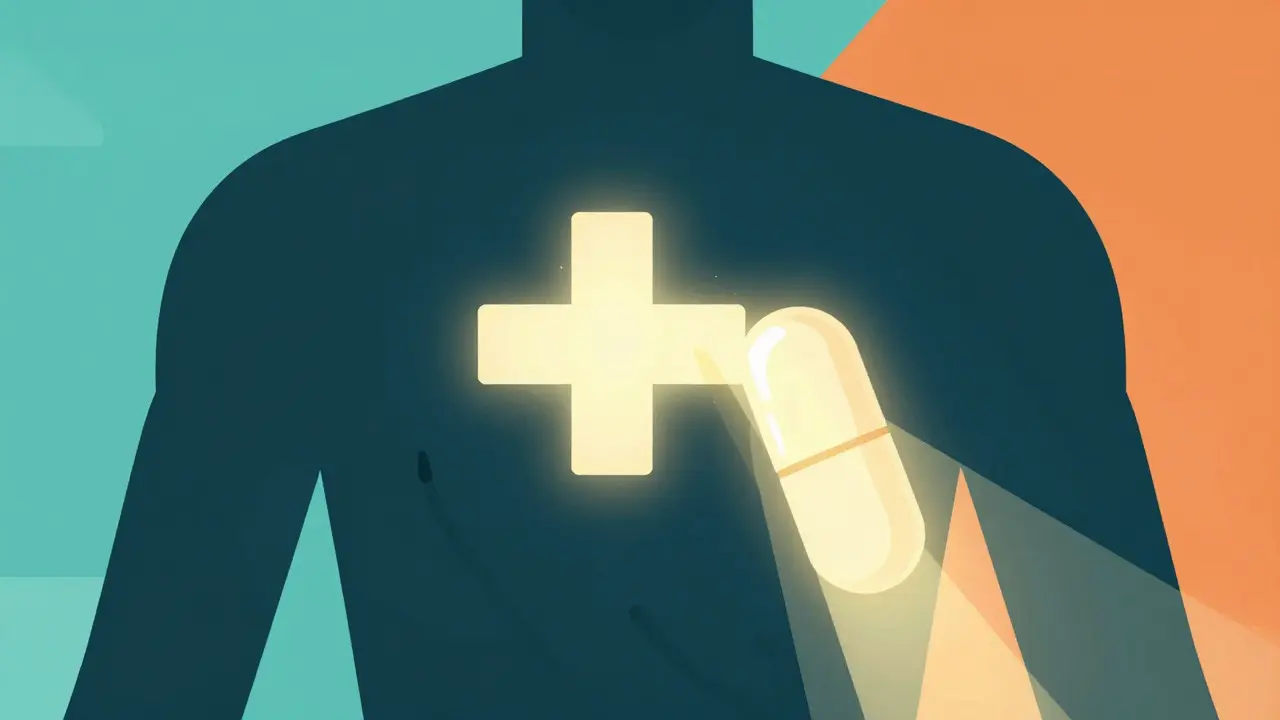 Symbolic poster of medication shrinking a pituitary tumor